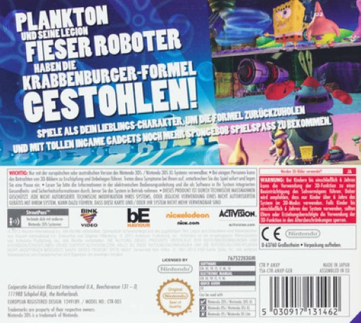 Bob L'eponge - La Vengeance Robotique De Plankton - Dos