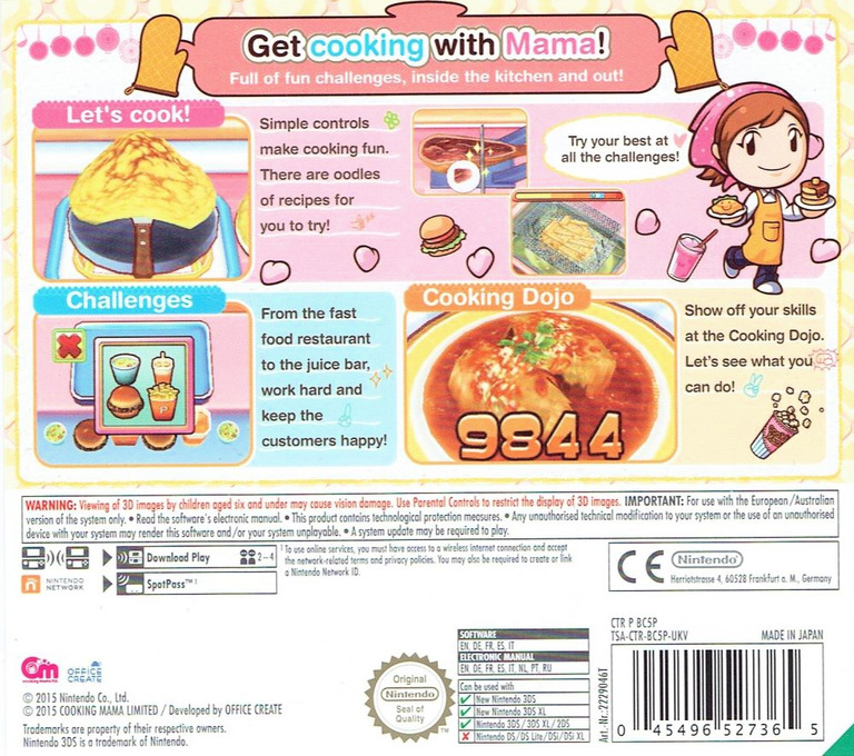 Cooking Mama 5 - Bon Appétit ! - Dos