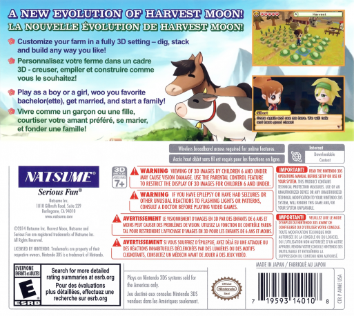 Harvest Moon : La Vallée Perdue - Dos
