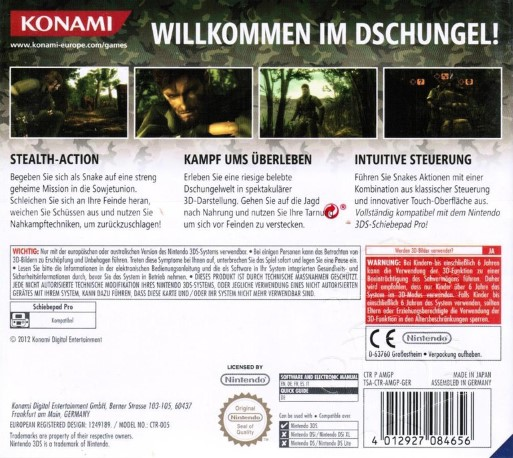 Metal Gear Solid : Snake Eater 3D - Dos