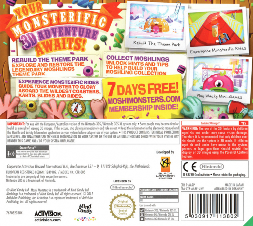 Moshi Monsters - Moshlings Theme Park - Dos