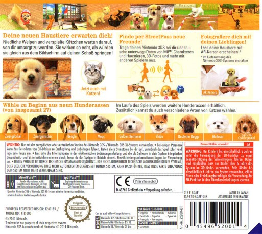 Nintendogs + Cats - Golden Retriever & Ses Nouveaux Amis - Dos