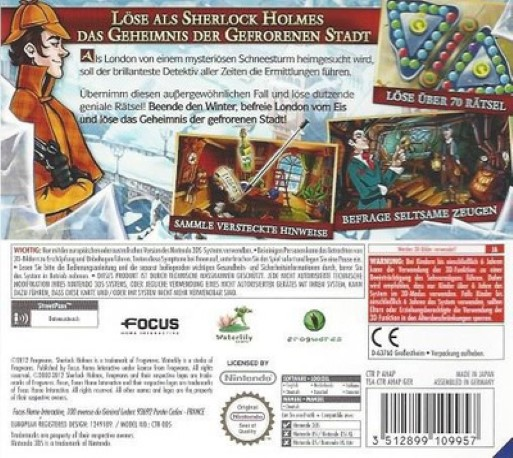 Sherlock Holmes : Le Mystère de la Ville de Glace - Dos