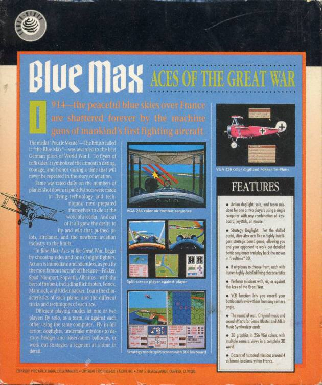 Blue Max - Aces Of The Great War - Dos