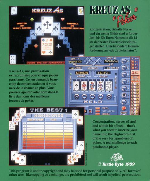 Kreuz As 'Poker' - Dos