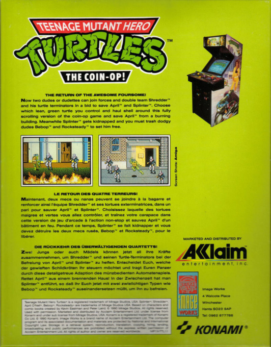 Tortues Ninja 2 - Le Coin-op! - Dos