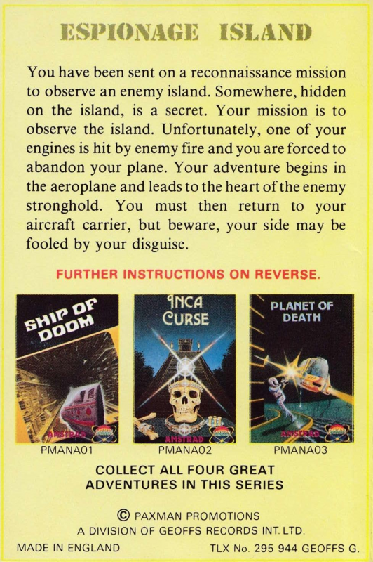 Espionage Island - Dos