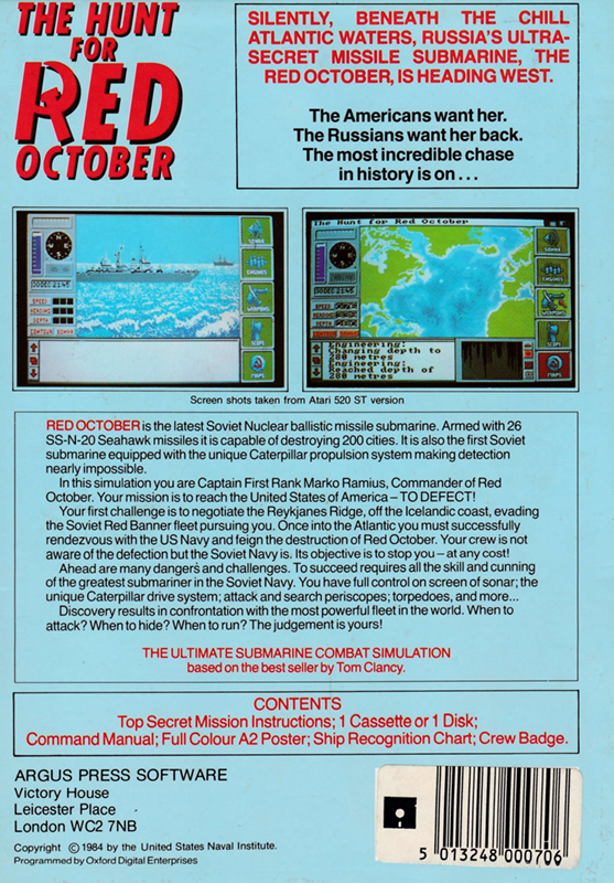 Hunt For Red October, The - The Book - Dos