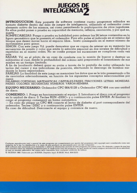 Juegos de Inteligencia 2 - Dos