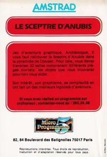 Le Sceptre d'Anubis dos