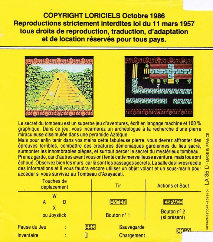 Le Secret du Tombeau - Dos