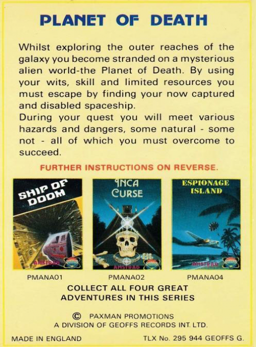 Planet Of Death - Dos