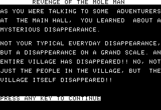 Eamon Adventure #027 - Revenge of the Mole Man