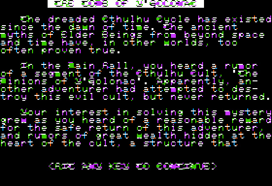 Eamon Adventure #043 - The Tomb of Y'golonac