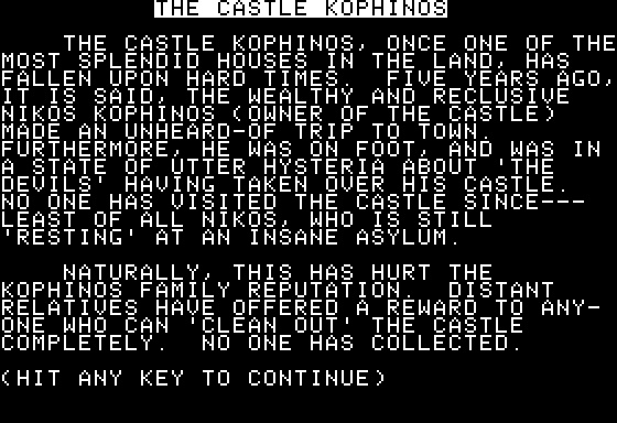 Eamon Adventure #070 - The Castle Kophinos