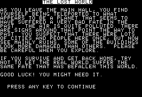 Eamon Adventure #104 - The Lost World