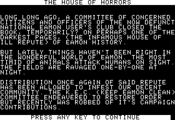 Eamon Adventure #146 - The House of Horrors