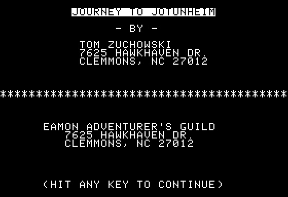 Eamon Adventure #148 - Journey to Jotunheim