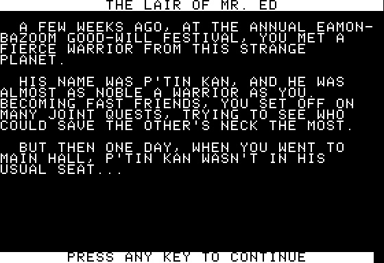 Eamon Adventure #158 - The Lair of Mr. Ed
