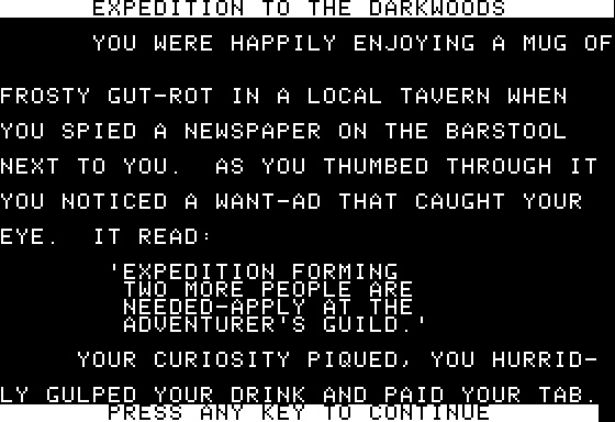 Eamon Adventure #167 - Expedition to the Darkwoods