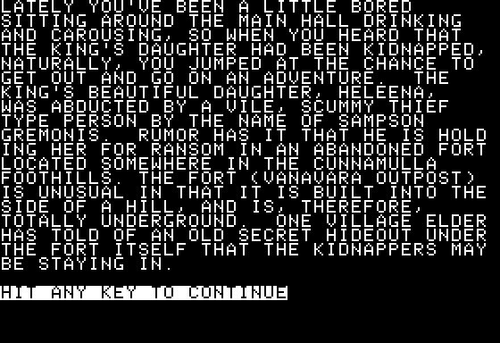 Eamon Adventure #201 - The Caverns of Vanavara