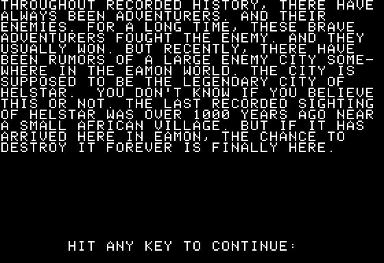 Eamon Adventure #208 - Assault on Helstar