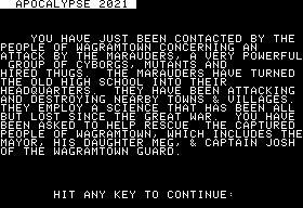 Eamon Adventure #209 - Apocalypse 2021
