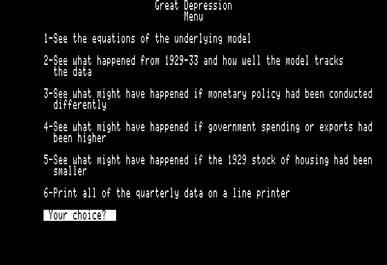 Simulating the Great Depression 1929-1933