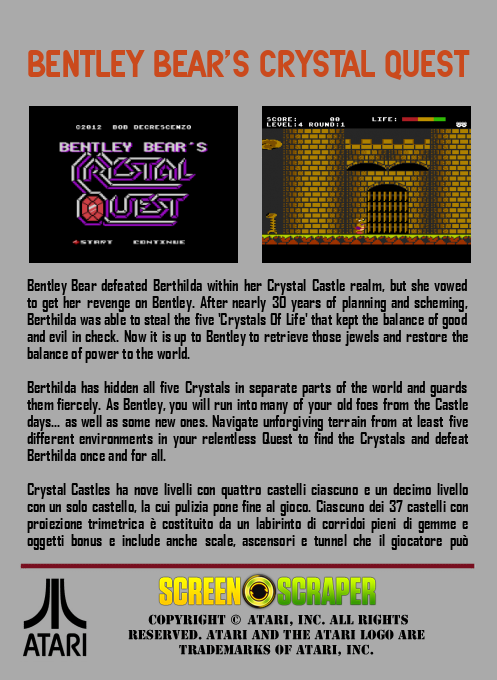 Bentley Bear's Crystal Quest - Dos