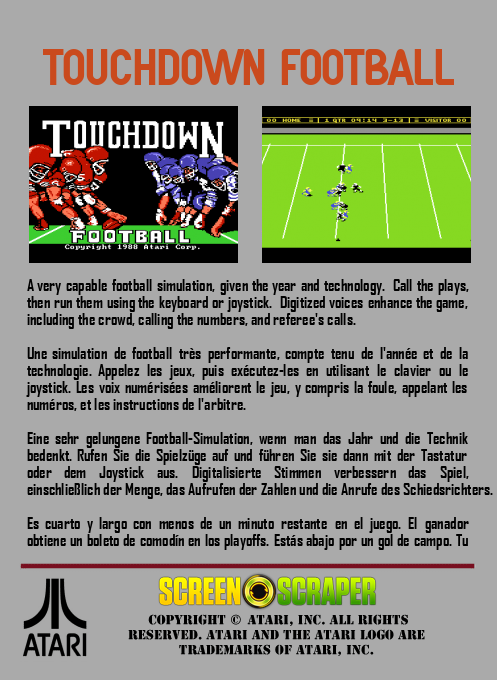 Touchdown Football - Dos