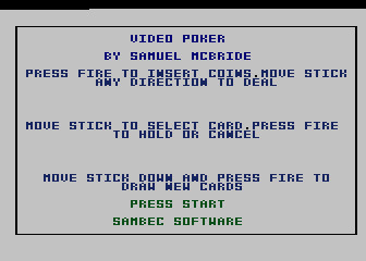 Video Poker Sambec Software