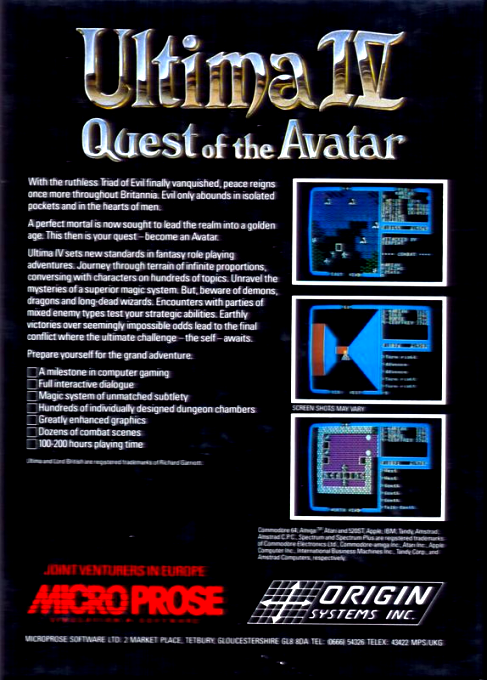Ultima IV : Quest Of The Avatar - Dos
