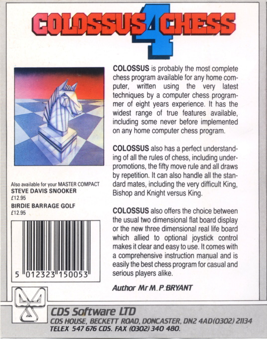 Colossus 4.0 - Chess - Dos