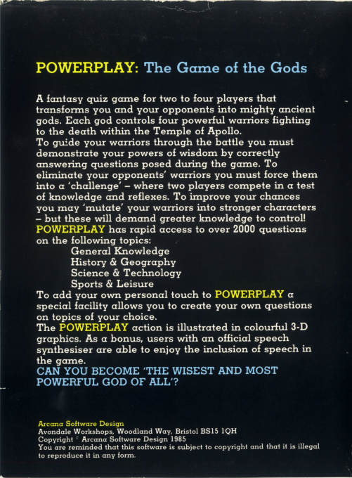 Powerplay - The Game Of The Gods - Dos