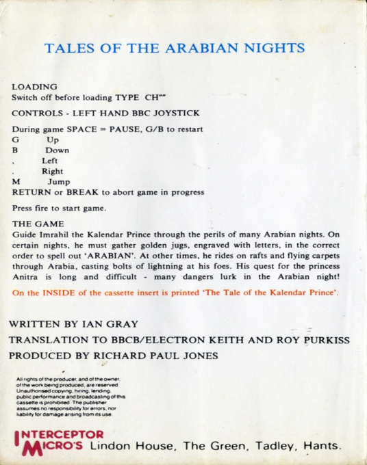 Tales Of The Arabian Nights - Dos