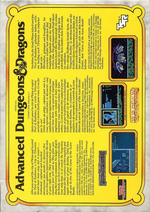 Advanced Dungeons & Dragons : Curse of the Azure Bonds - Dos