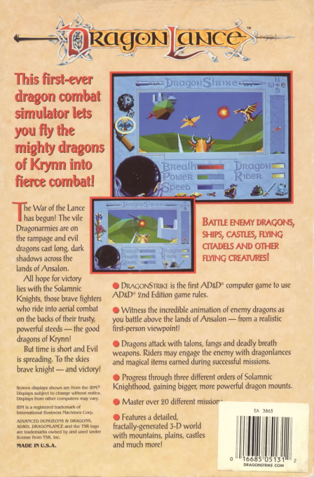 Advanced Dungeons & Dragons : DragonStrike - Dos