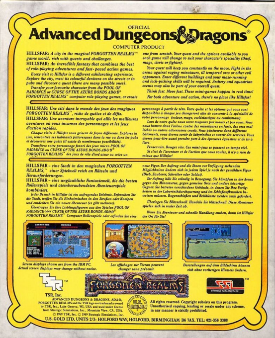 Advanced Dungeons & Dragons : Hillsfar - Dos