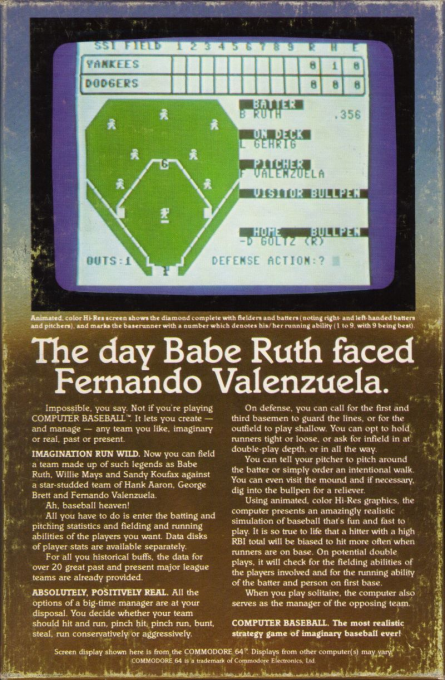 Computer Baseball - Dos