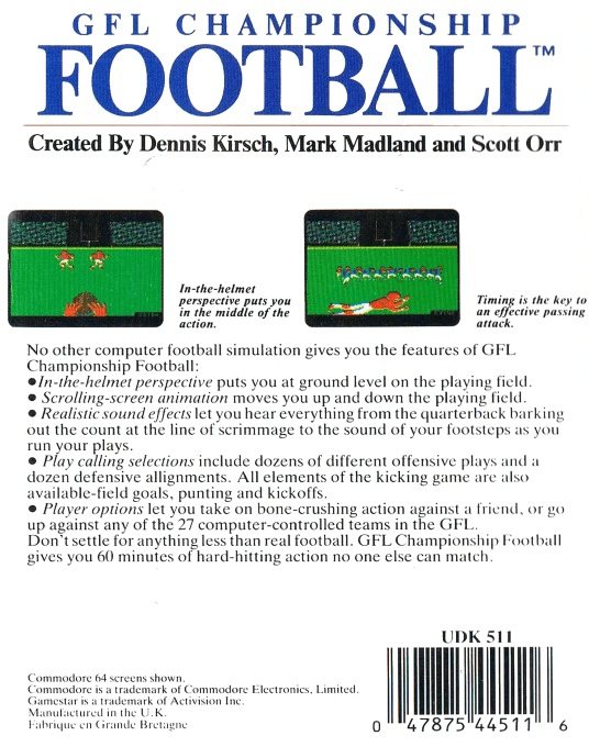 GFL Championship Football - Dos