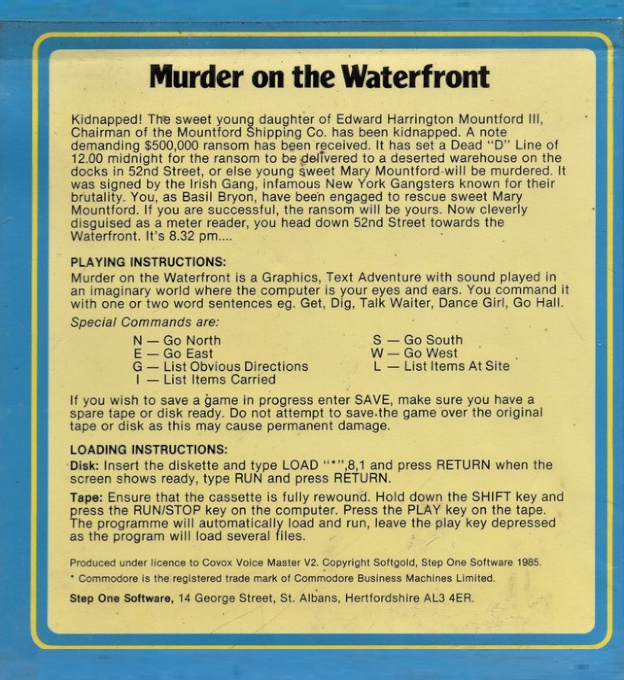 Murder on the Waterfront - Dos