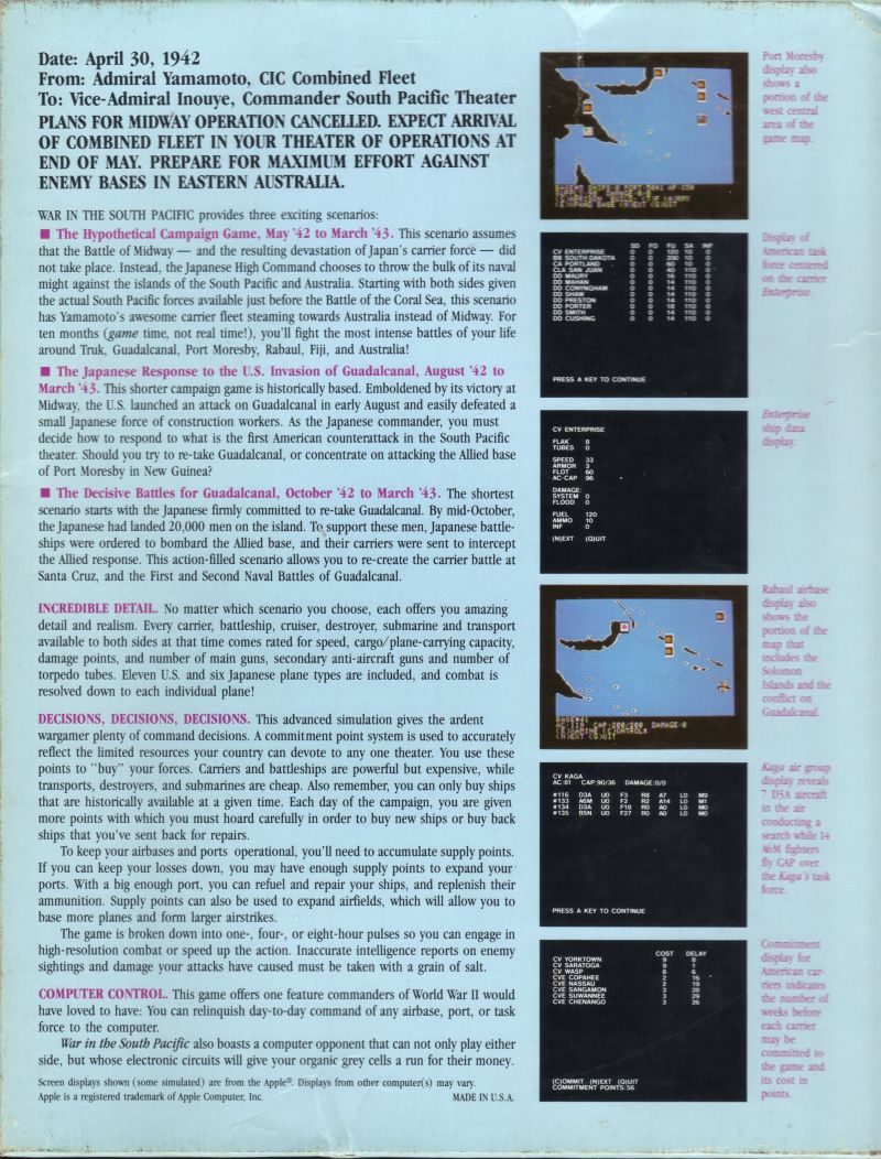 War In The South Pacific - Dos
