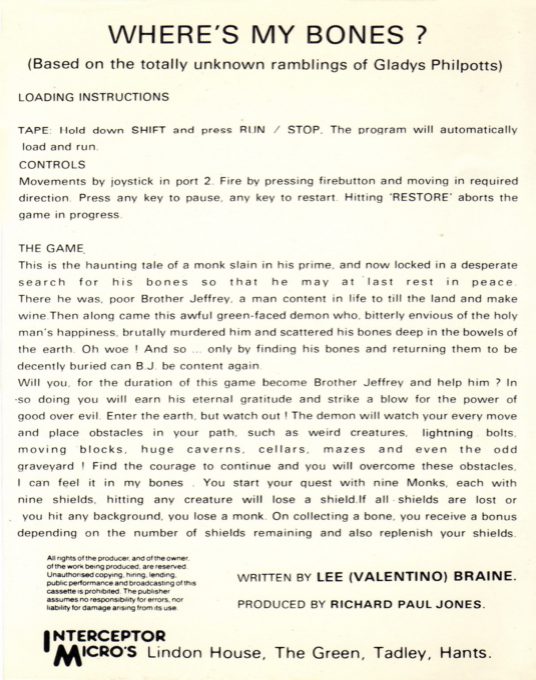 Where's my Bones? - Dos