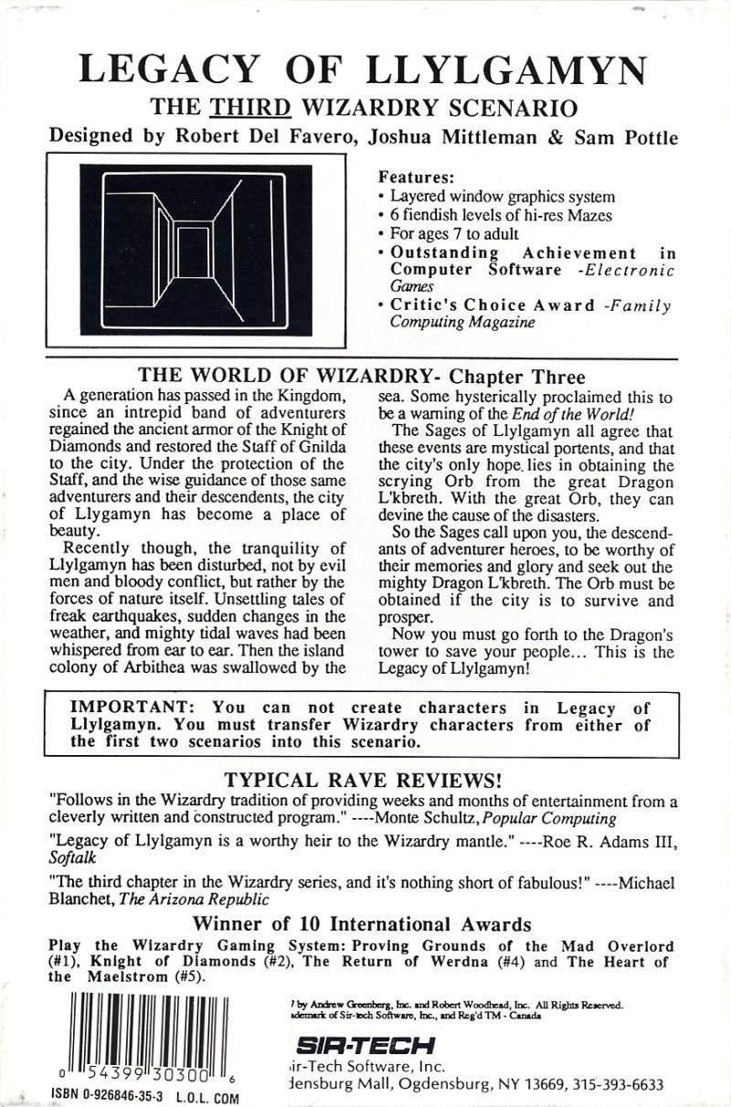 Wizardry : Legacy of Llylgamyn - Dos