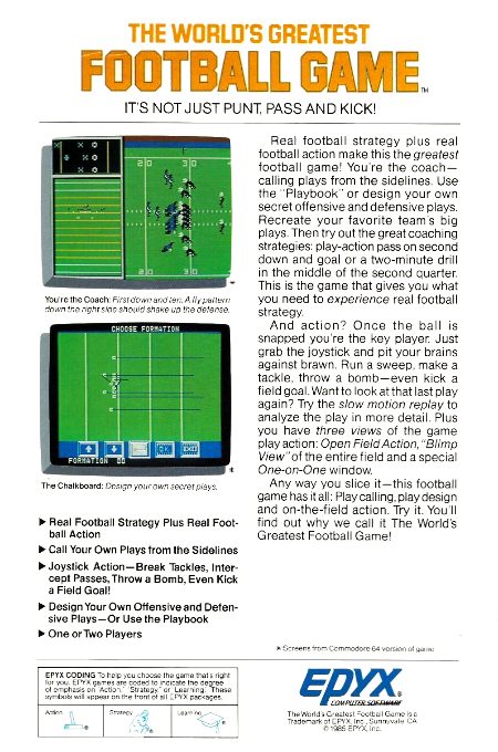 World's Greatest Football Game - Dos