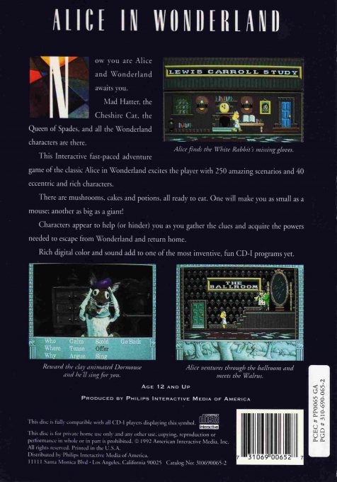 Alice Au Pays Des Merveilles dos