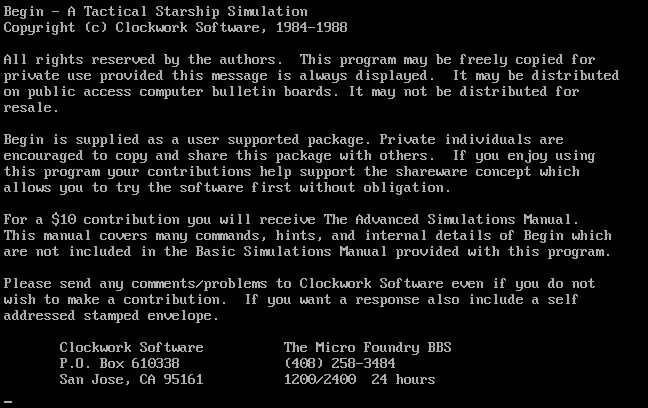 Begin: A Tactical Starship Simulation