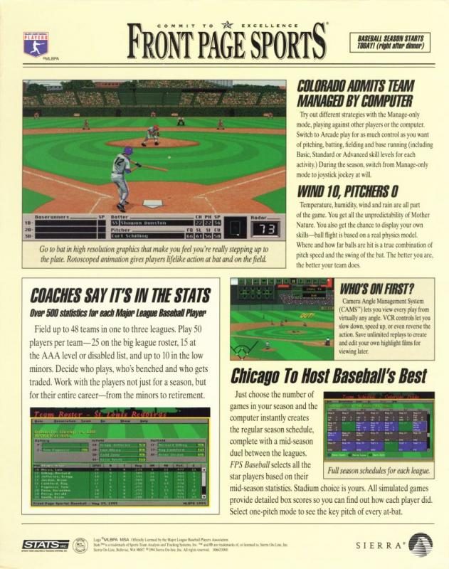 Front Page Sport Baseball 94 - Dos