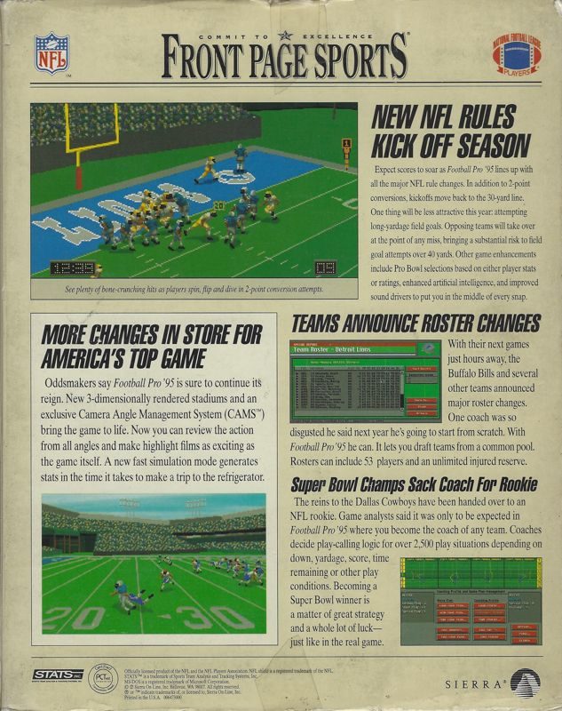 Front Page Sports : Football Pro '95 dos