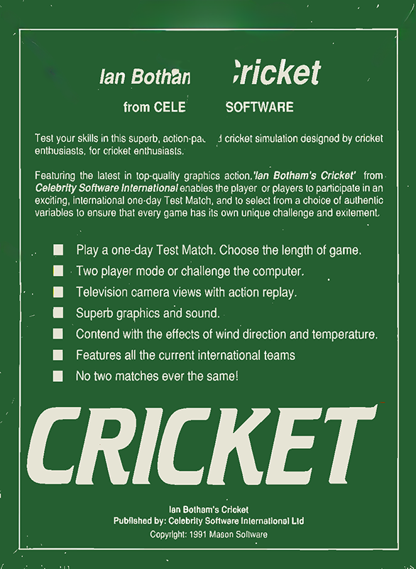 Ian Botham's Cricket - Dos